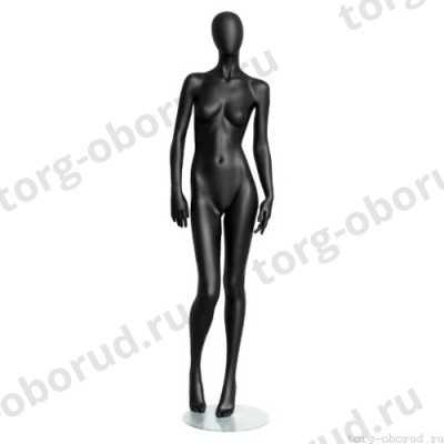 Манекен женский, матовый черный, абстрактный, для одежды в полный рост, стоячий прямо, руки опущены вниз. MD-Storm Type 05F-02M
