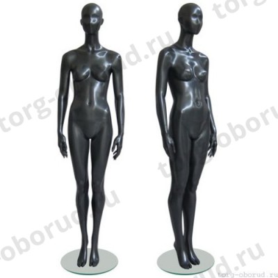 Манекен женский, абстрактный, для одежды в полный рост, на круглой подставке, цвет черный, стоячий, классическая поза. MD-Solo Type 04F-06M