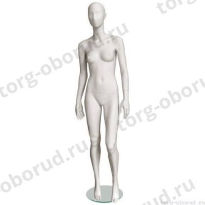 Манекен женский, абстрактный, для одежды в полный рост, на круглой подставке, цвет слоновая кость, стоячий. MD-Solo Type 06F-07M