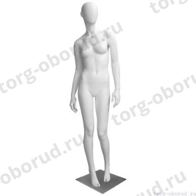 Манекен женский, белый, абстрактный, для одежды в полный рост на квадратной подставке, стоячий прямо, классическая поза. MD-Bingo Type 01F-01M