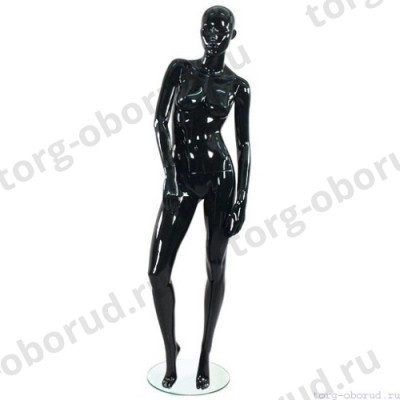 Манекен женский, черный, абстрактный, для одежды в полный рост на круглой подставке, стоячий прямо. MD-TANGO 06F-02G