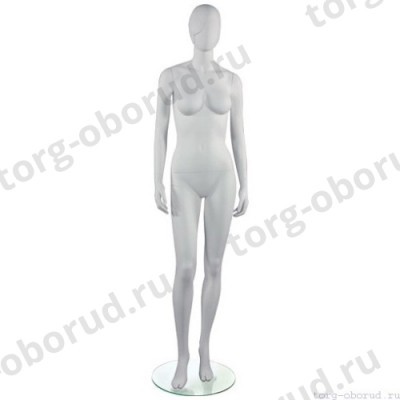 Манекен женский, белый, абстрактный, для одежды в полный рост на круглой подставке, стоячий прямо. MD-RETRO 02F-01M