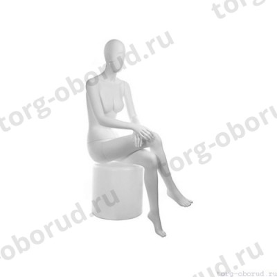 Манекен женский, белый, абстрактный, для одежды в полный рост на круглой подставке, сидячий. MD-RETRO 13F-01M