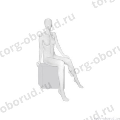 Манекен женский, белый глянцевый, абстрактный, для одежды в полный рост, сидячий. MD-FR-08F-01G