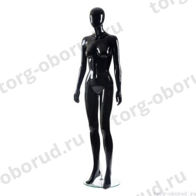 Манекен женский, абстрактный, для одежды в полный рост, цвет черный глянец, стоячий прямо, классическая поза. MD-Glance 07(черн)