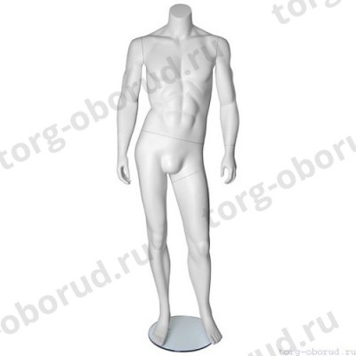 Манекен мужской, скульпутрный, без головы, для одежды в полный рост, цвет белый, стоячий прямо. MD-Smart (headless) Pose 05-01M