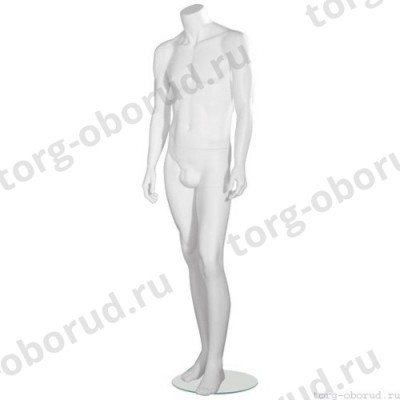 Манекен мужской, скульпутрный, без головы, для одежды в полный рост, цвет белый, стоячий прямо. MD-Smart (headless) Pose 09-01M