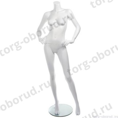 Манекен женский, скульпутрный, без головы, для одежды в полный рост, цвет белый, стоячий прямо, руки согнуты в локтях. MD-Smart (headless) Pose 31-01M