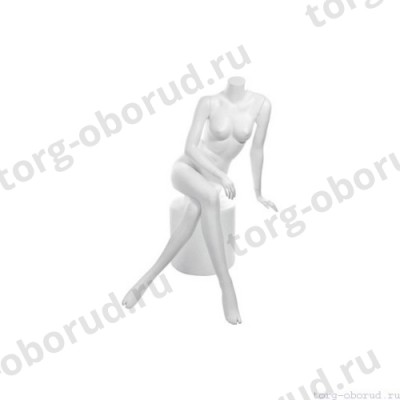 Манекен женский, скульпутрный, без головы, для одежды в полный рост, цвет белый, сидячий, ноги скрещены. MD-Smart (headless) Pose 33-01M