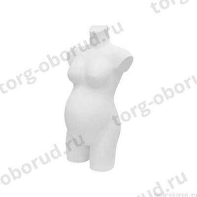 Торс женский, беременная, скульптурный, цвет белый глянец. MD-C-03