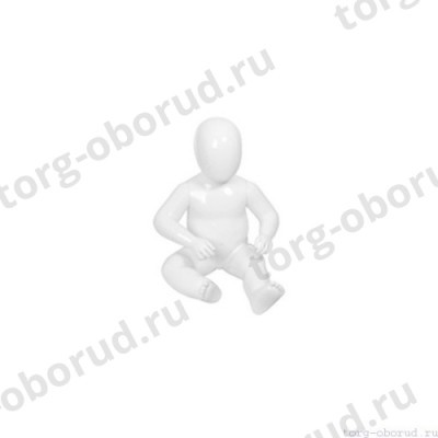 Манекен детский, стилизованный, белый глянец, для одежды в полный рост, на 6-12 месяцев, сидячий. MD-FRJ-02C-01G