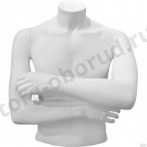 Торс мужской с руками, укороченный, стилизованый, цвет белый, руки согнуты в локтях. MD-STILE NS 100-01M