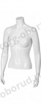 Торс женский с руками, скульптурный, укороченный, цвет белый глянец. MD-C-06-01G