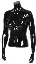 Торс женский с руками, скульптурный, укороченный, цвет черный глянец. MD-С-06-02G