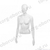 Торс женский (с головой и руками), укороченный, абстрактный, цвет белый глянец. MD-С-10-01G