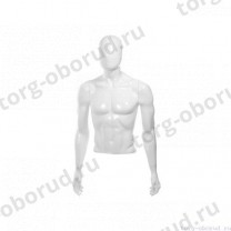 Торс мужской (с головой и руками), укороченный, абстрактный, цвет белый глянец, MD-С-11-01G
