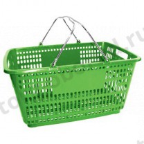 Корзина пластиковая без пластика на ручках, для магазинов и торговых залов, объем 30л, цвет зеленый, MD-PL-210-G