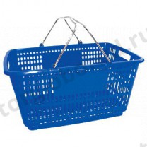 Корзина пластиковая без пластика на ручках, для магазинов и торговых залов, объем 30л, цвет синий, MD-PL-210-B