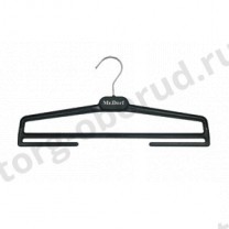 Вешалка плечики для одежды из пластика, с перекладиной и крючками,  370мм, цвет черный, MD-VB 37-01