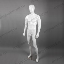 Манекен мужской в полный рост для одежды, без лица, с головой B16C-1(бел)