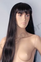 Парик женский для манекена, искусственный, длинные прямые волосы, с челкой, цвет черный, MD-584С (1B)