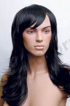 Парик женский для манекена, искусственный, длинные прямые волосы, без челки, цвет черный, MD-8900 (1B)