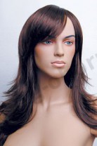 Парик женский для манекена, искусственный, длинные прямые волосы, без челки, цвет темный каштан, MD-8900 (1BT33)