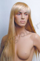 Парик женский для манекена, искусственный, длинные прямые волосы, с челкой, цвет бронзовый блондин, MD-6226 (26T613)