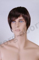 Парик мужской для манекена, искусственный, короткие прямые волосы, с челкой, цвет темный каштан, MD-162 (1BT33)