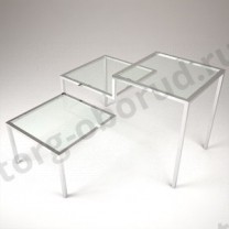 Стол торговый для магазина, трехярусный, прозрачное стекло, MD-NRG.007.NS.GL