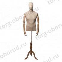 Торс-манекен с деревянными руками, мужской, для магазина одежды, на подставке, MD-ORG.001.LBG