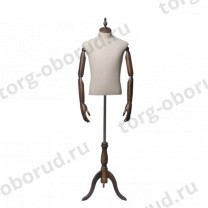 Торс-манекен с деревянными руками, мужской, для магазина одежды, на подставке, без головы, MD-ORG.003.DBG
