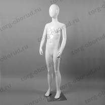 Манекен детский ростовой без лица, белый глянец, для магазина одежды 137A(бел)