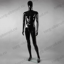 Манекен мужской в полный рост, без лица, черный глянец, для магазина одежды MA-2B