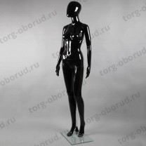 Манекен женский ростовой без лица, черный глянец, для магазина одежды FA-7B
