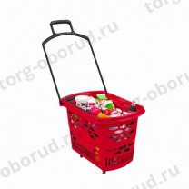 Корзина - тележка пластиковая, для магазина, красная 38 л MD-PLB-011-RD