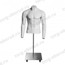 Невидимый манекен торс мужской для фотосъемки одежды с подставкой белый MD-Foto M-17 torso