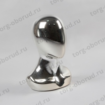 Манекен головы женский безликий, для головных уборов Г-405М(серебро)