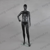 Манекен женский ростовой на подставке, для магазина одежды FAM-11/A-3(черн мат)