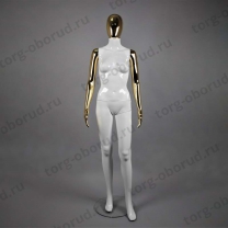 Манекен женский в полный рост, для магазина одежды FAM-05/A-1(бел/зол)