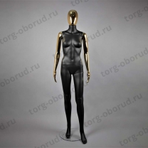 Манекен женский в полный рост, для магазина одежды FAM-05/A-1(черн мат/зол)