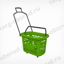Корзина - тележка пластиковая, для магазина, зеленая 38 литров MD-PLB-011-GN