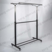 Вешало напольное регулируемое передвижное для магазина одежды, хром/черный WT005