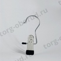Крючок-прищепка для решетки (сетки) хромированный для оборудования магазина, цвет хром , 8007