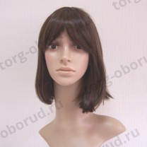Парик женский для манекена, искусственный, с челкой, средней длины прямые волосы, цвет каштановый, Parik2