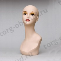 Манекен голова женский для шапок, с волосами (парик отдельно), FL-01