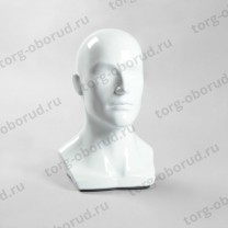 Манекен голова мужской для шапок, пластиковый, Г-402(бел)