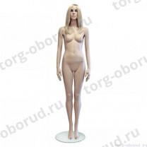 Манекен женский реалистичный телесный, с макияжем и париком, для одежды в полный рост, стоящий прямо. MD-Look Type 1
