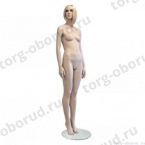 Манекен женский реалистичный телесный, с макияжем, для одежды в полный рост, стоящий прямо, с поворотом головы вправо. MD-Look Type 2