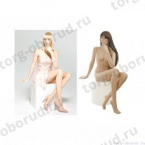 Манекен женский реалистичный телесный, с макияжем (парик отдельно), для одежды в полный рост, сидячий. MD-VOGUE Type 4